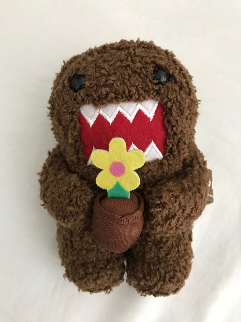 Domo Plush Toy Holding Daisy Sunflower Flower 6.5" Japanese Pop Culture Icon